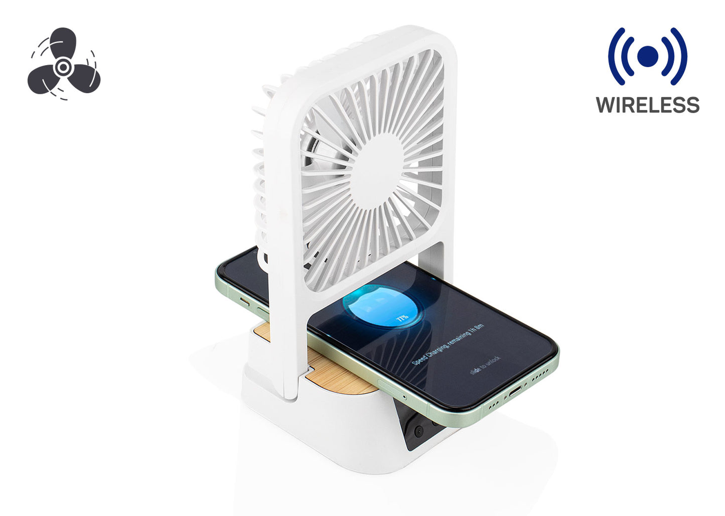 Ventilador-Cargador Wind - Blanco / Natural