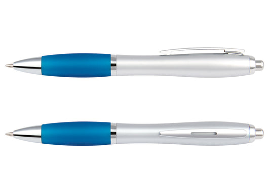 Bolígrafo Manchester Plateado - Azul Cielo