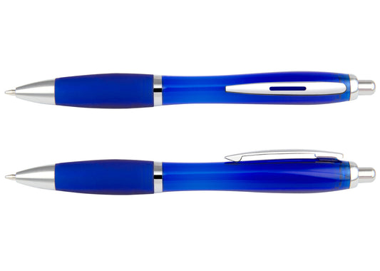 Bolígrafo Manchester Transparente - Azul Rey