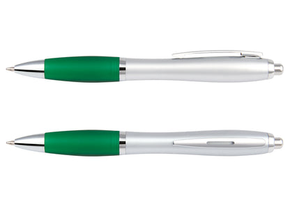Bolígrafo Manchester Plateado - Verde Esmeralda