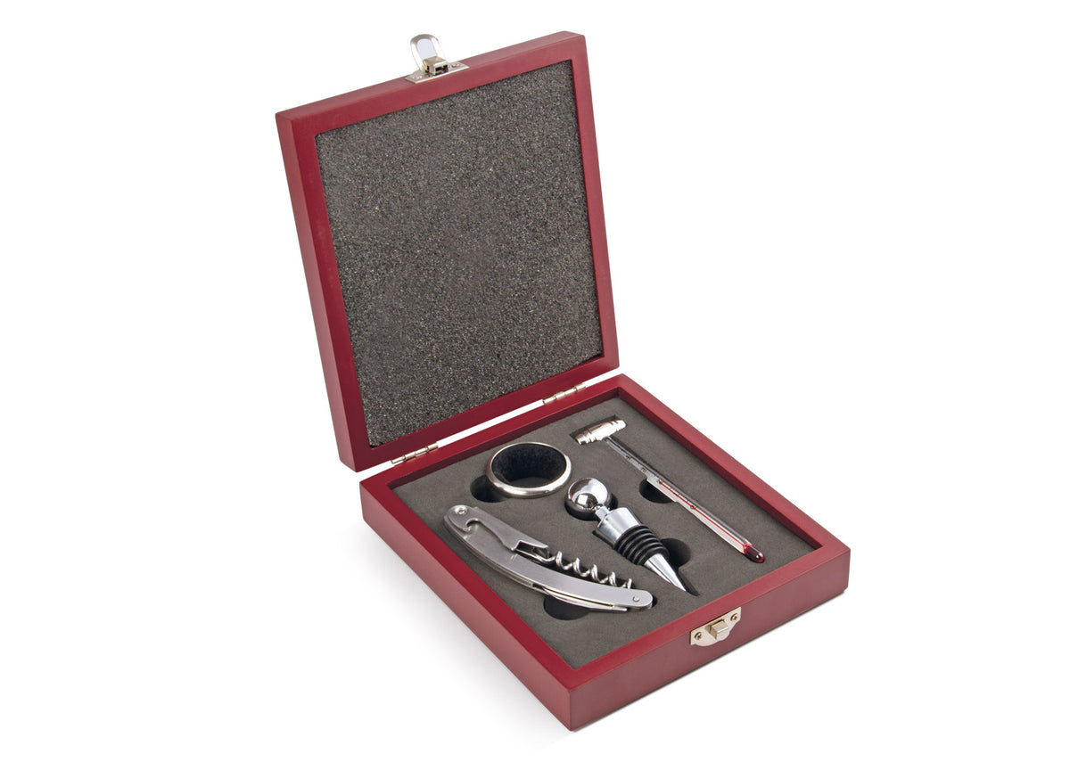 Caja de Madera 4 Accesorios - Vinotinto