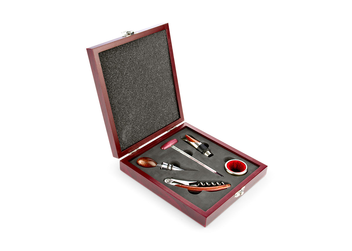 Caja de Madera 5 Accesorios - Vinotinto