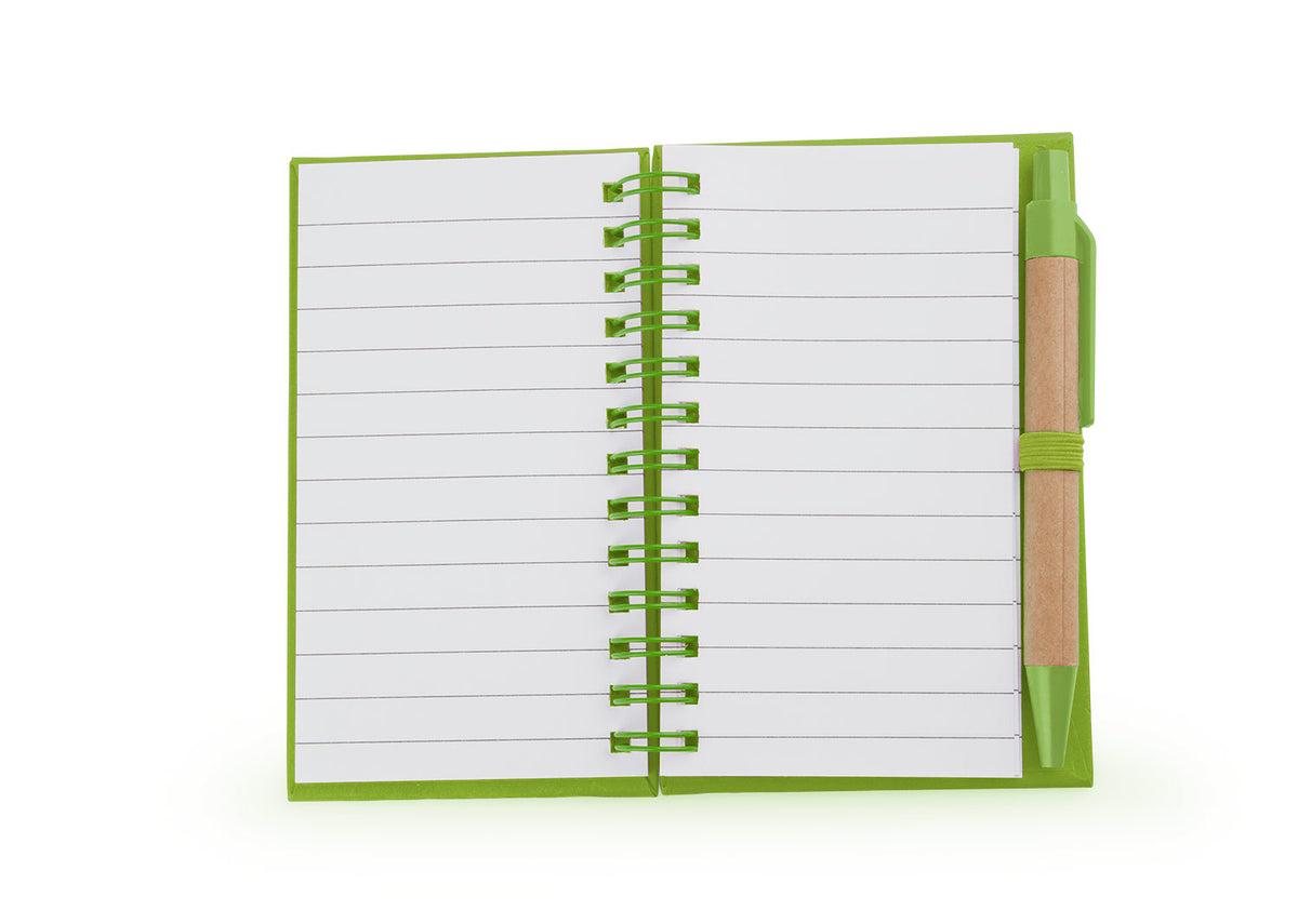 Cuaderno Ecológico Doble "O" con Bolígrafo - Verde Limón