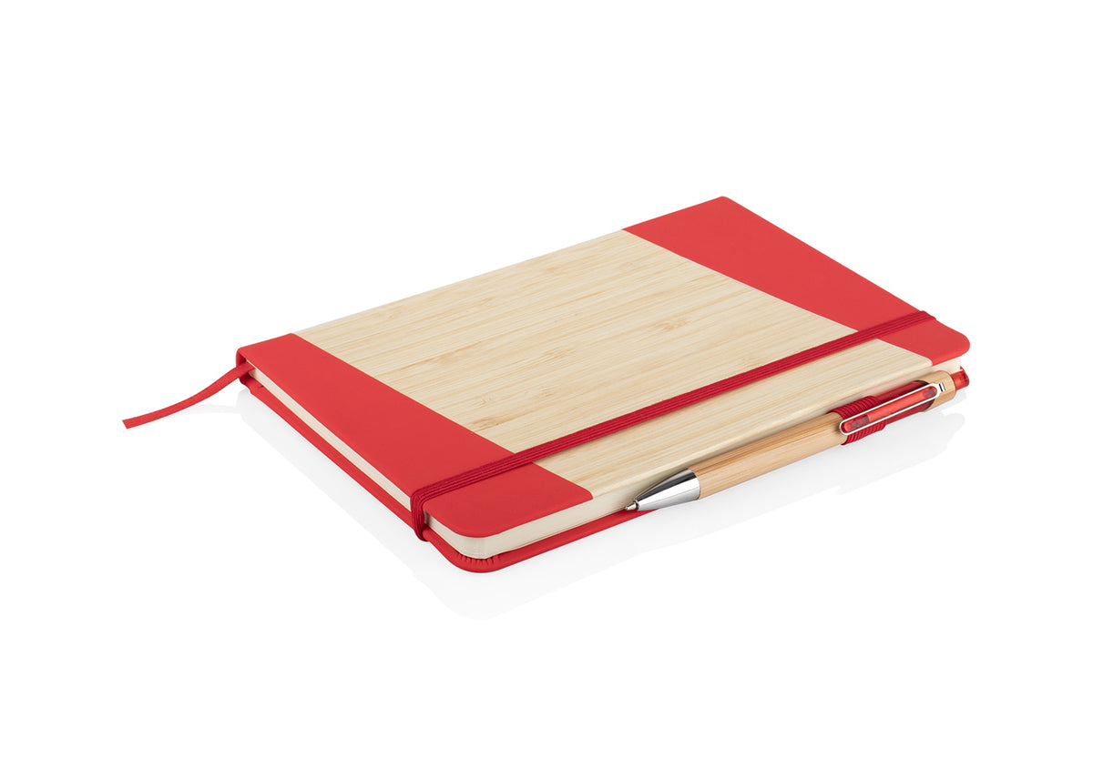 Libreta Bambú Journey con Bolígrafo - Rojo