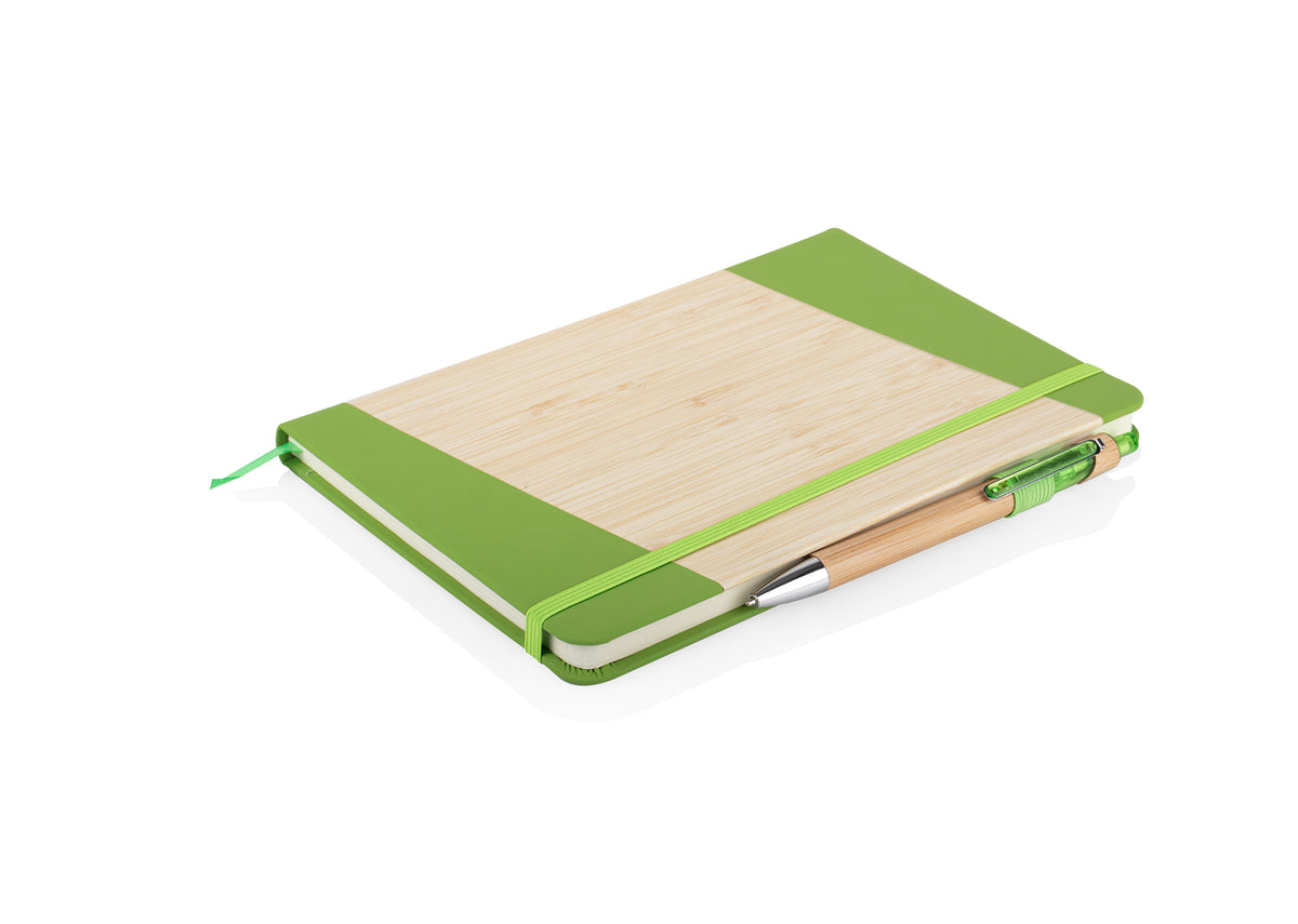 Libreta Bambú Journey con Bolígrafo - Verde Limon